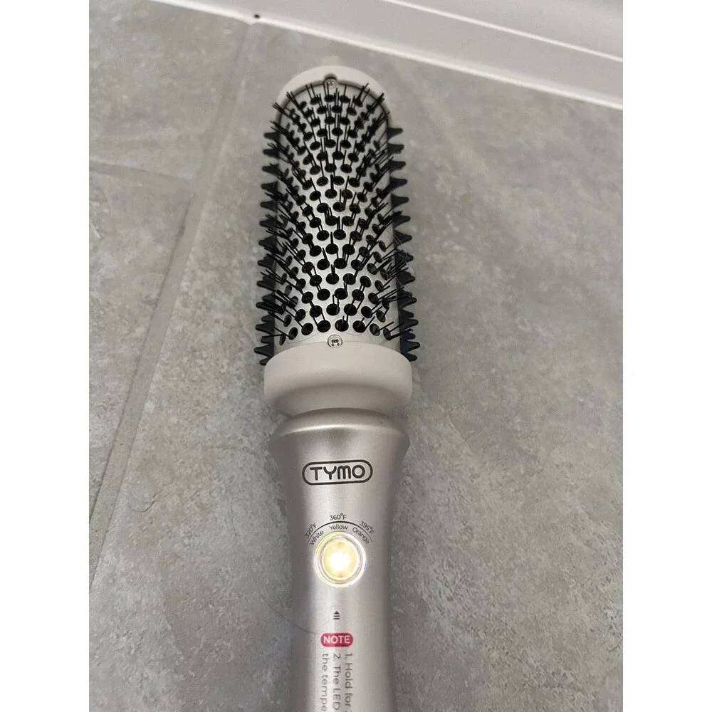 TYMO Heated Curling Brush w/ Adjustable Heat Settings, Electric, Silver/Black